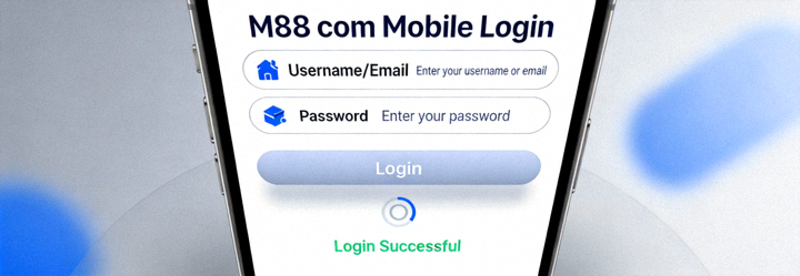 Animasi demonstrasi proses login M88 com mobile menampilkan antarmuka yang user-friendly