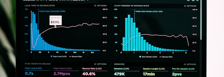 Ilustrasi analisis data dan tren digital di layar komputer