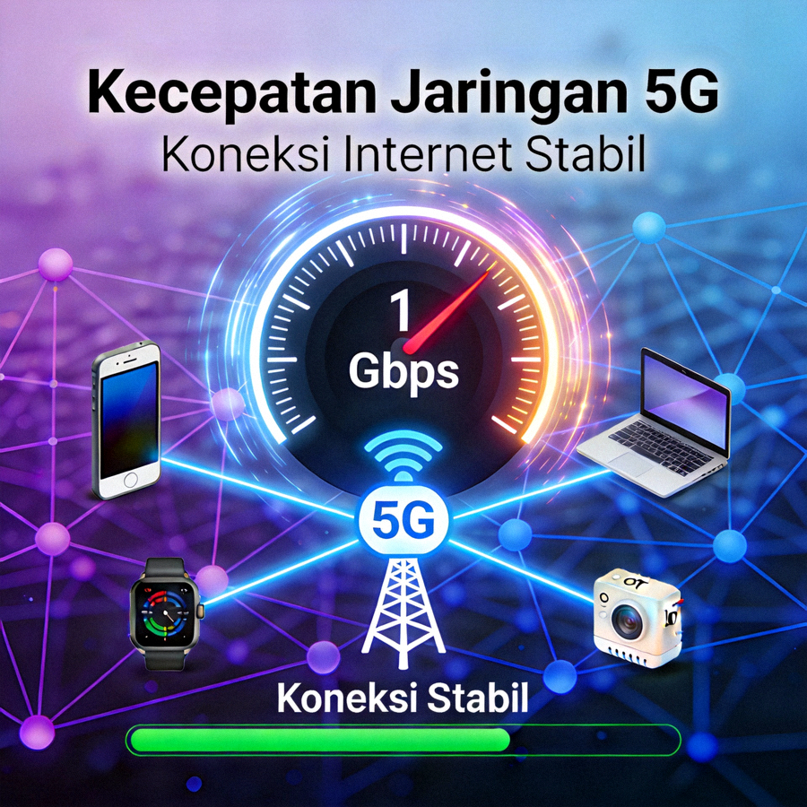 Visualisasi kecepatan jaringan 5G dan koneksi internet yang stabil
