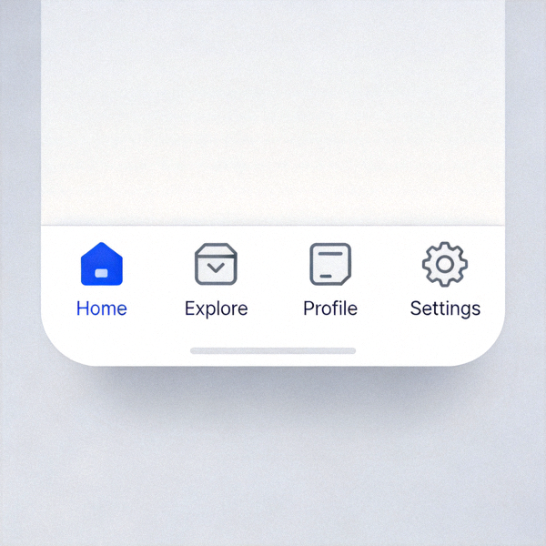 Ilustrasi dashboard navigasi di aplikasi mobile dengan menu yang terorganisir